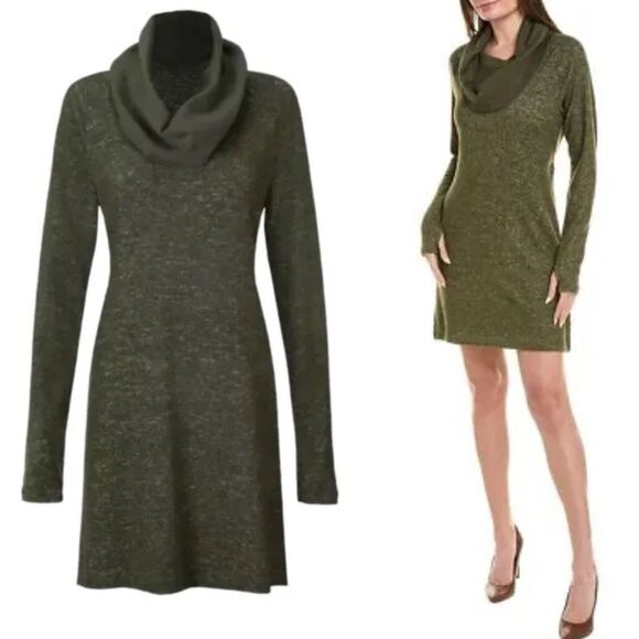 Cabi Dress Solace Heather Olive Fleece Knit - Picture 2 of 10